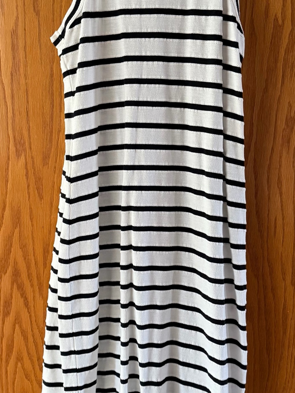 LOFT White and Black Striped Maxi Dress